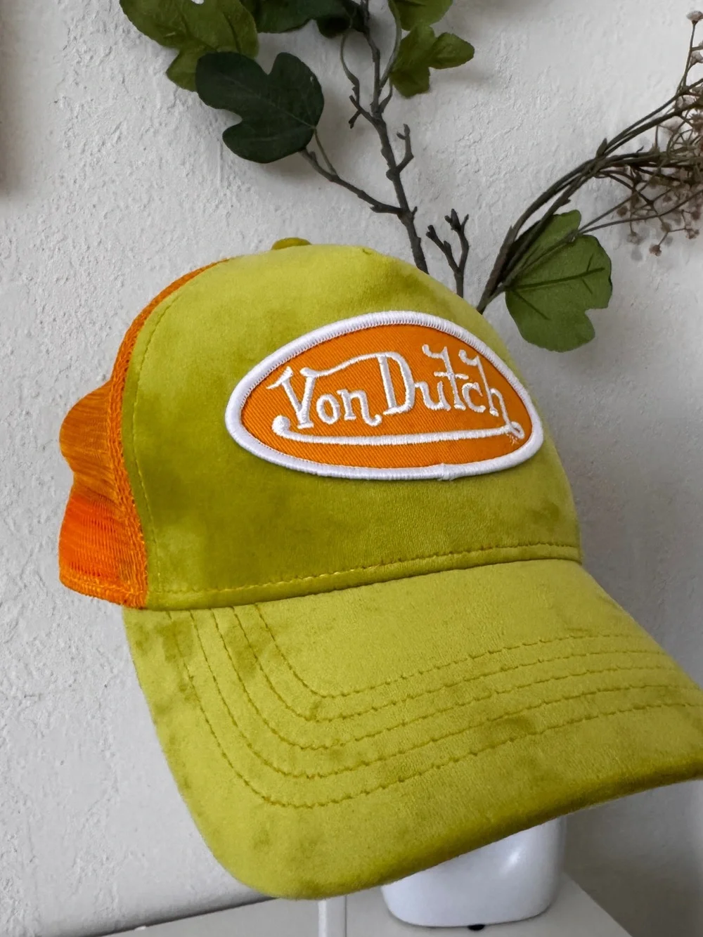 Von Dutch Lime Green & Orange Mesh Trucker Hat